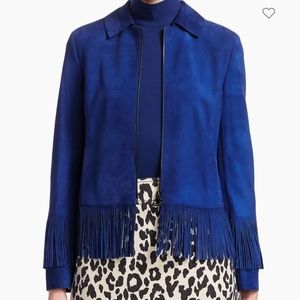 Akris leather suede jacket blue
